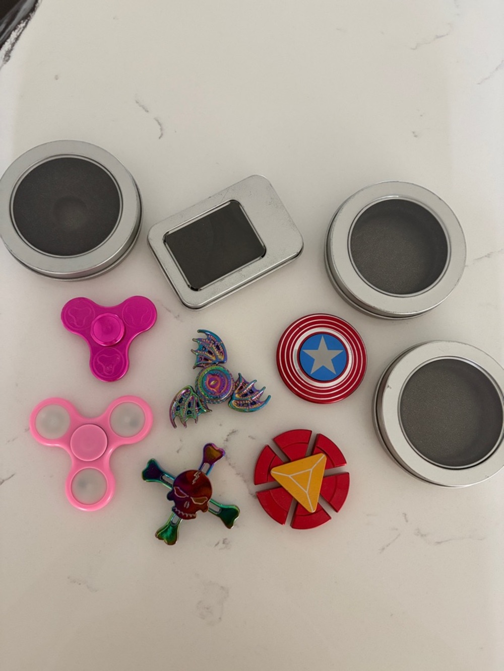Kids Fidget Spinner Pack with Multiple Color Designs - Pink, Red, Multicolor